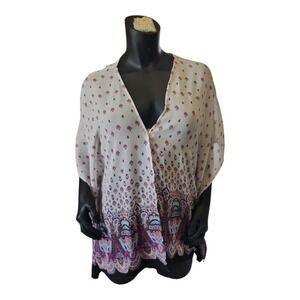Xhilaration Kimono Cardigan Womens L/XL Floral Sheer Open Front‎ Summer Cover Up